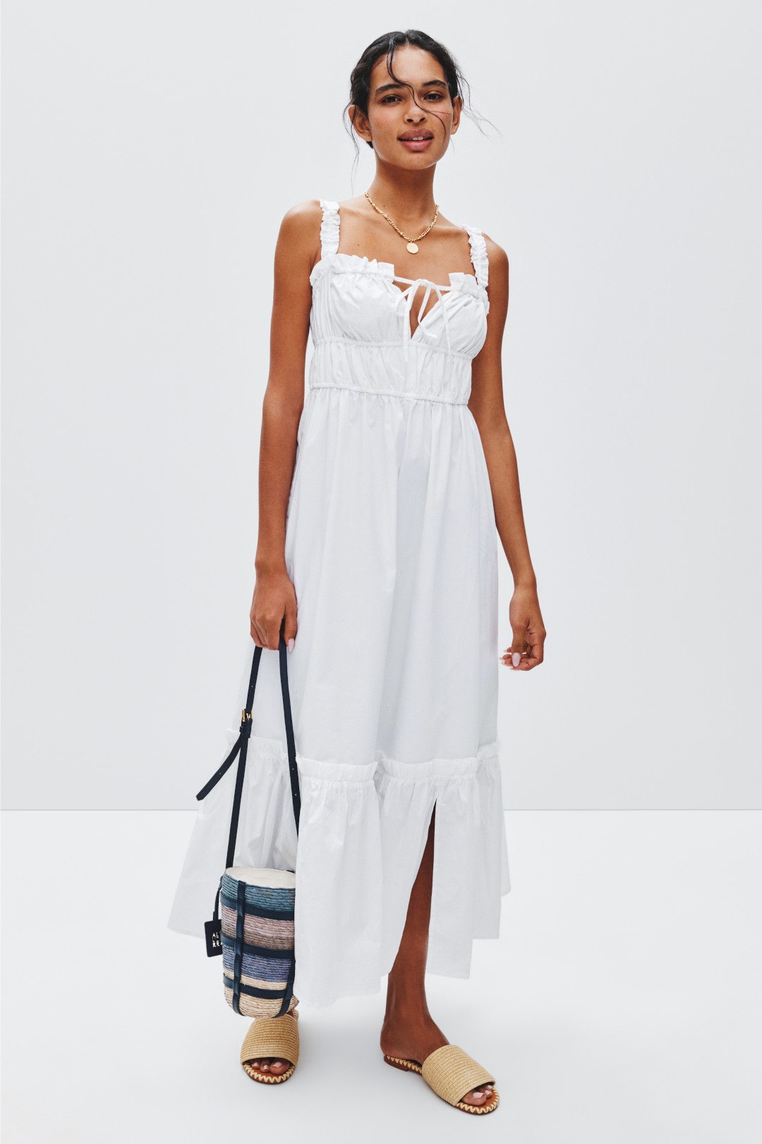Smocked Tie Front Dress by Rosetta Getty x RTR 0