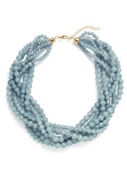 Light Blue Swirl Beaded Necklace by Slate & Willow Accessories