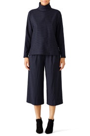 Navy Delmont Pinstripe Dolman Top by Tibi