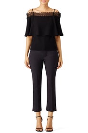 Black Lace Cold Shoulder Top by Yigal Azrouël