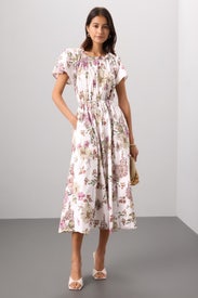 Floral Shirred Dress by Adam Lippes x RTR