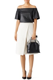 Black Faux Leather Off Shoulder Top by Bailey 44