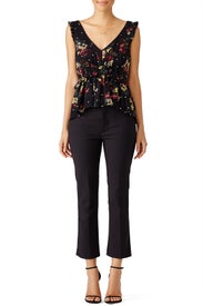 Black Floral Luna Top by Cinq à Sept