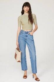 Striped Rib Crew Top by Club Monaco