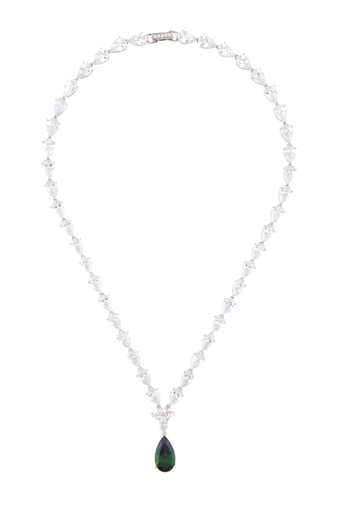 Emerald and Crystal Drop Necklace by Crislu