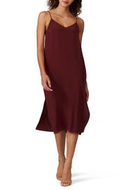 Red Silk Midi Slip Dress by Madewell