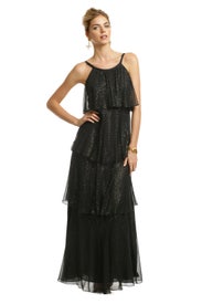 Golden Lurex Tiered Gown by Milly