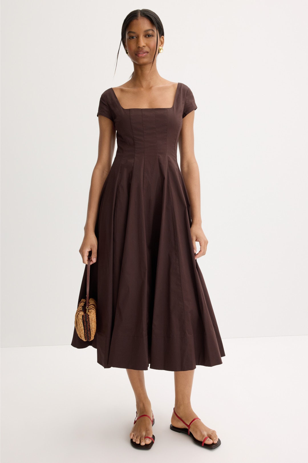 Short Sleeve Wells Dress Earth by Staud 0