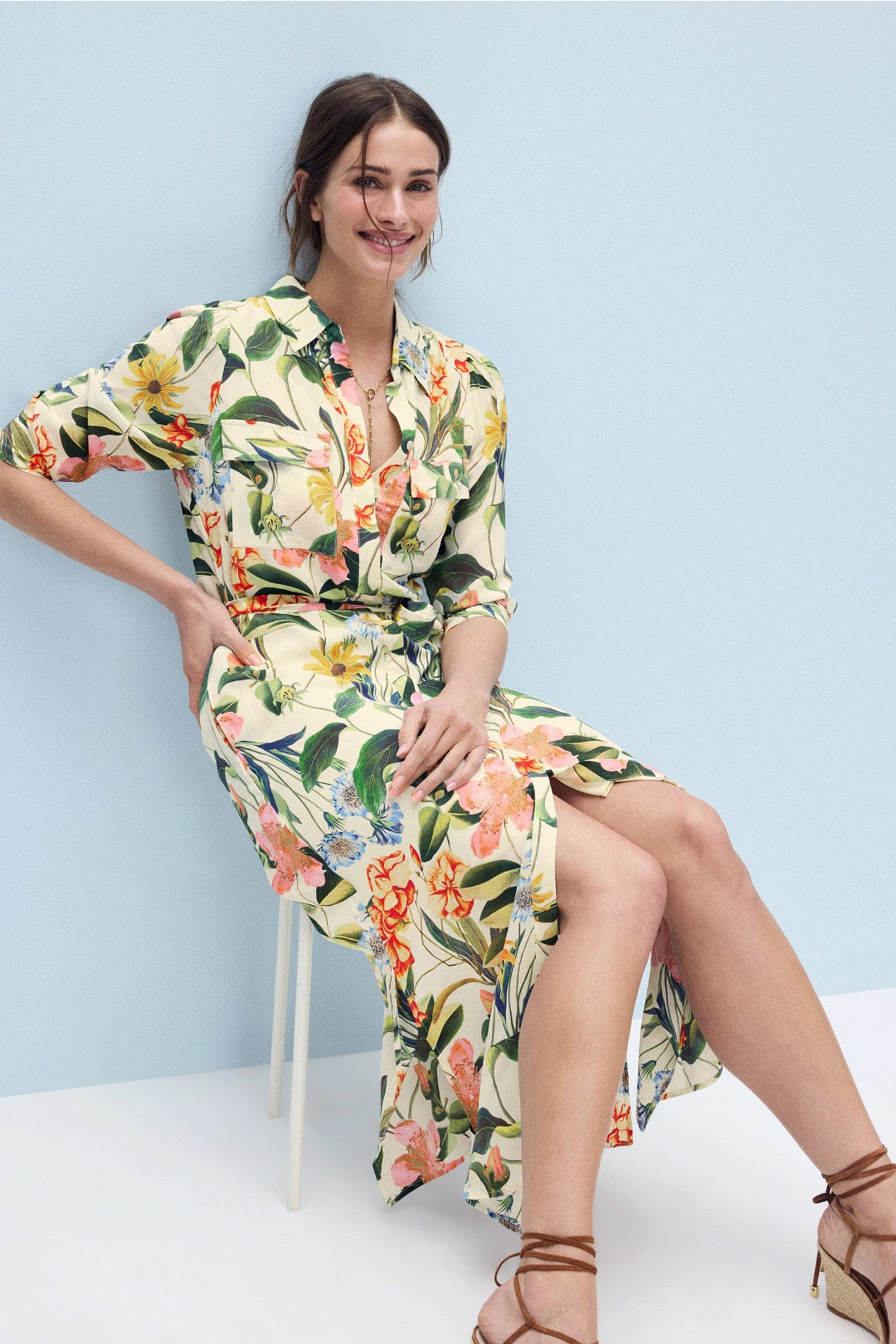 Azura Floral Printed Midi Dress by Caballero 0