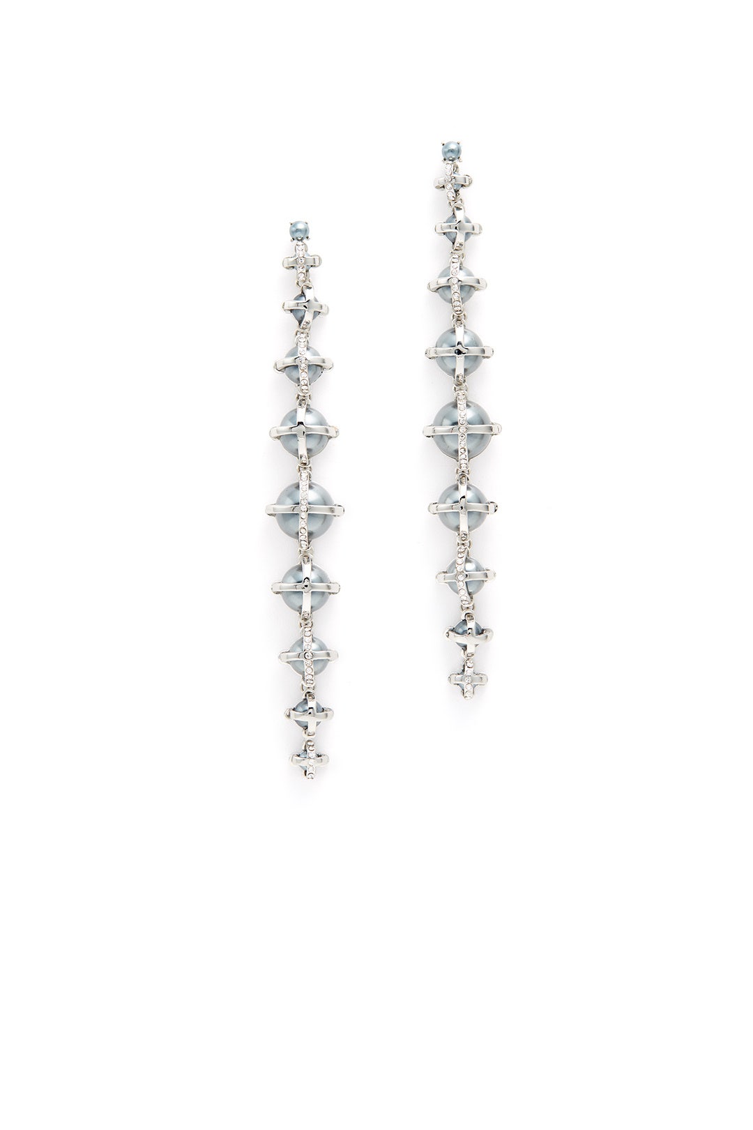 Grey Pearl Linear Cage Earrings by Danielle Nicole 1