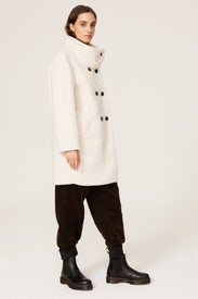 Funnel Collar Bouclé Coat by Harris Wharf London