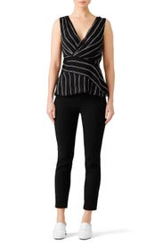 Black Crossed Striped Top by Jason Wu