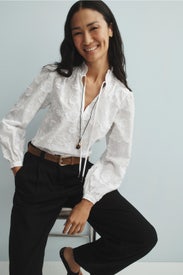 Embroidered Cotton Frill Blouse by MICHAEL KORS