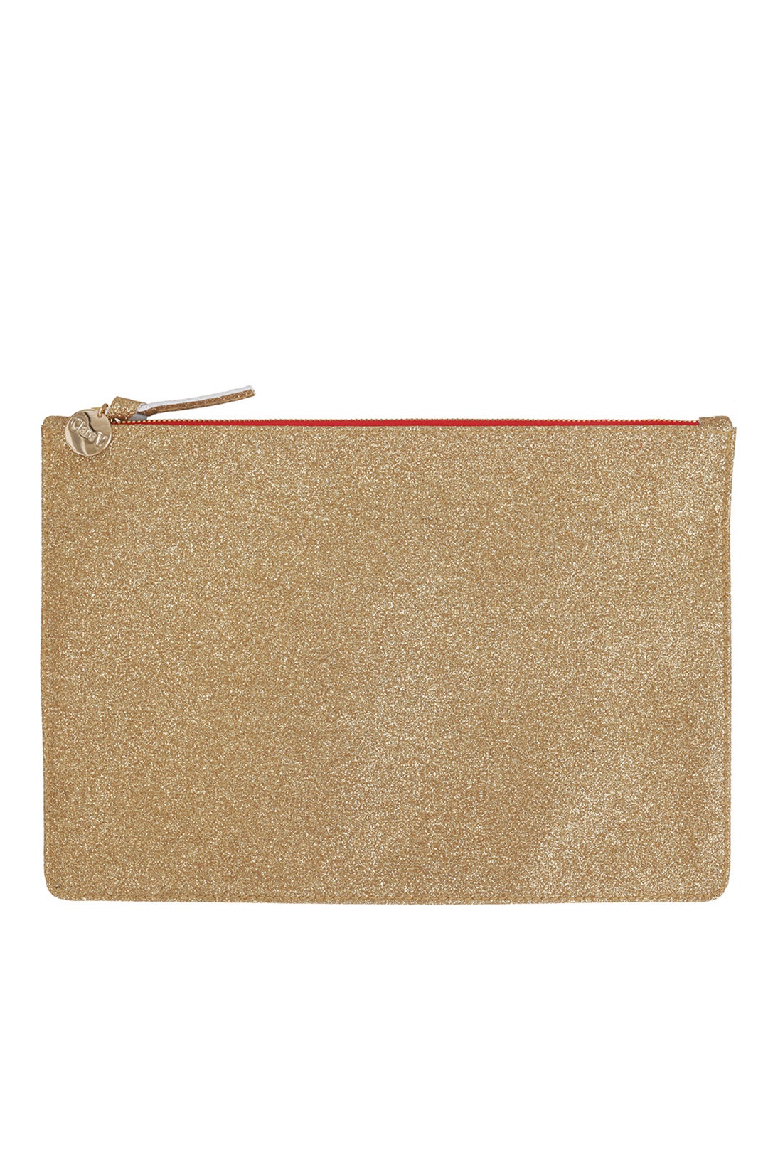 Gold Glitter Margot Clutch by Clare Rent the Runway