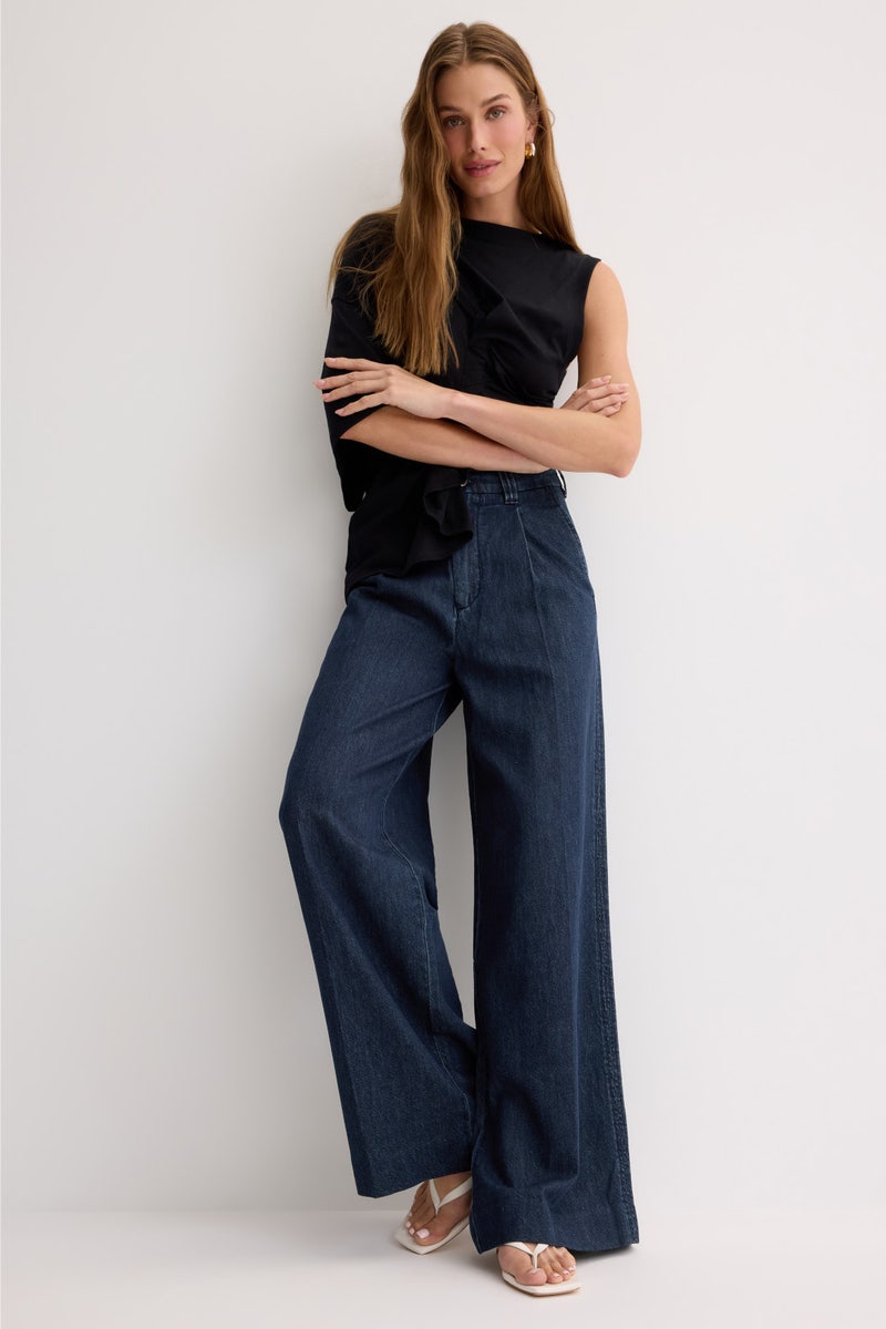Hepburn Wide Leg Pleated Jeans by DL1961 - Photo 0