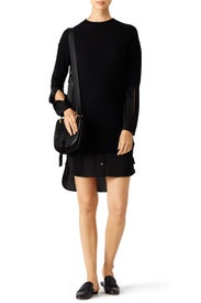 Georgette Insert Sweater Dress by HALSTON