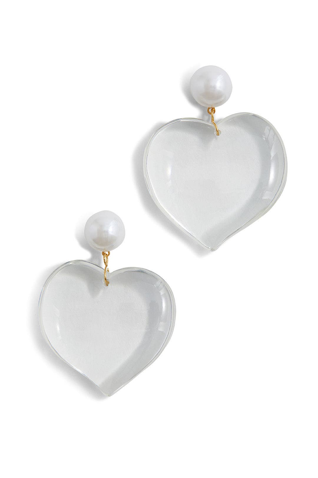 Pearl Top Clear Heart Drop Earrings by Kenneth Jay Lane
