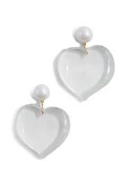 Pearl Top Clear Heart Drop Earrings by Kenneth Jay Lane