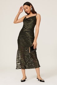 Zebra Satin Slip Dress by Hutch