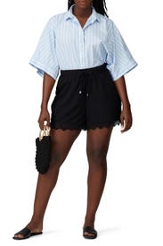 Black Lace Hem Shorts by JUNAROSE