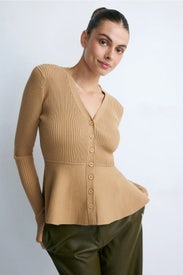 Tan V-Neck Cardigan by Jason Wu x RTR