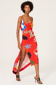 Asymmetrical Floral Slit Dress by Monse