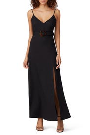 Black Belted Slip Gown by Nicholas