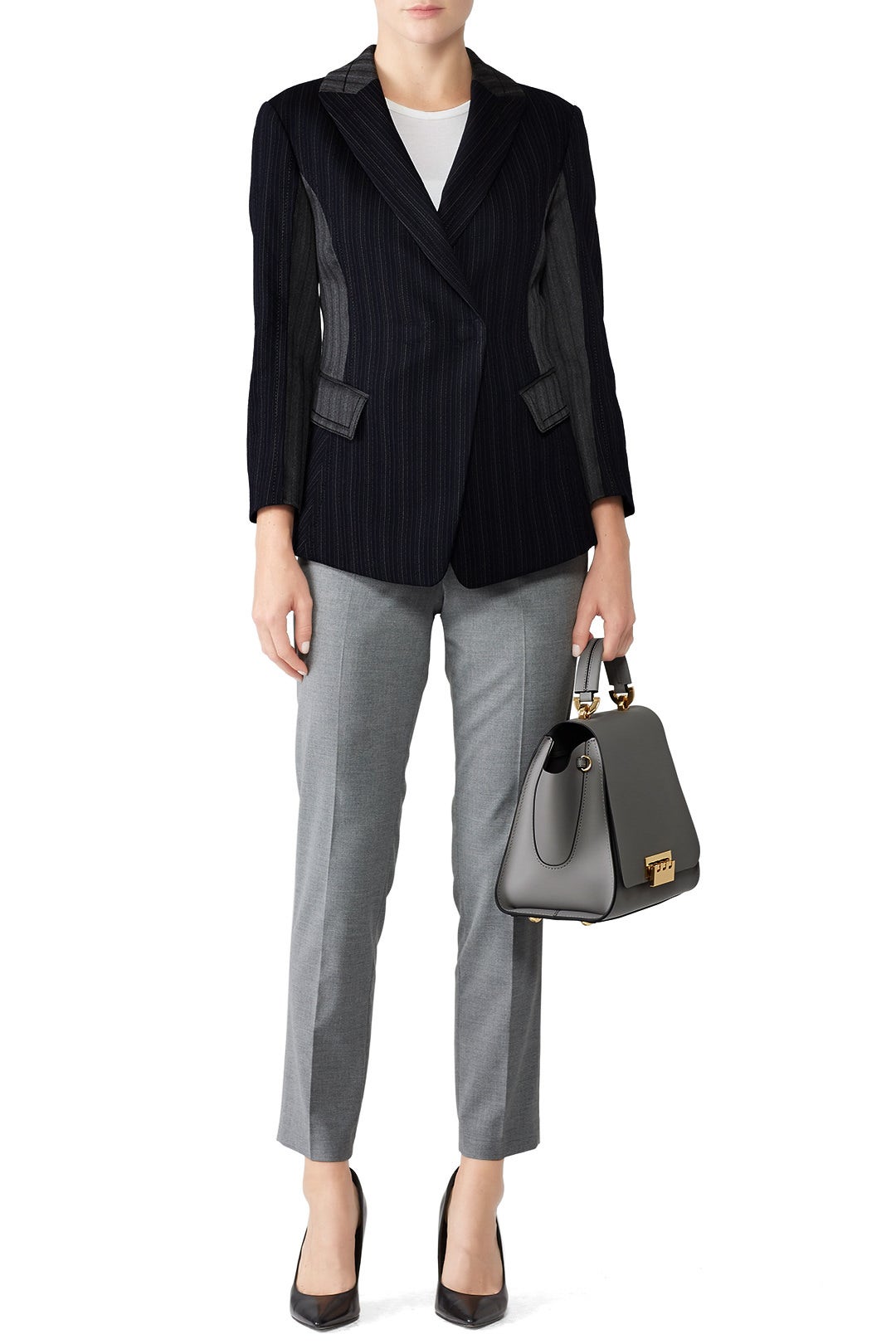 Striped Patchwork Suit Jacket by Victor Alfaro 0
