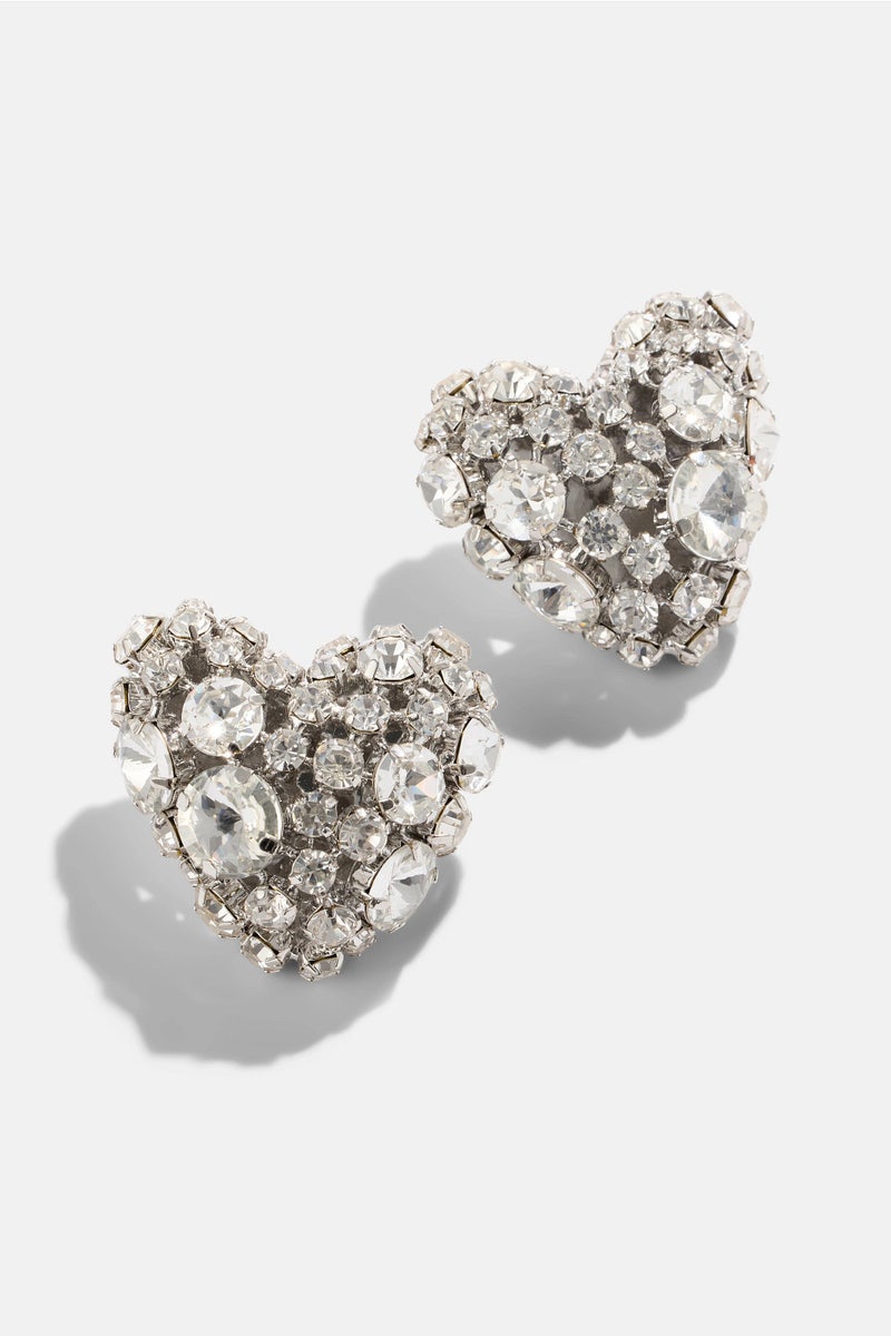Crystal Cluster Heart Earrings by AREA Accessories