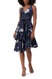 Velvet Tiered Cocktail Dress by Marchesa Notte