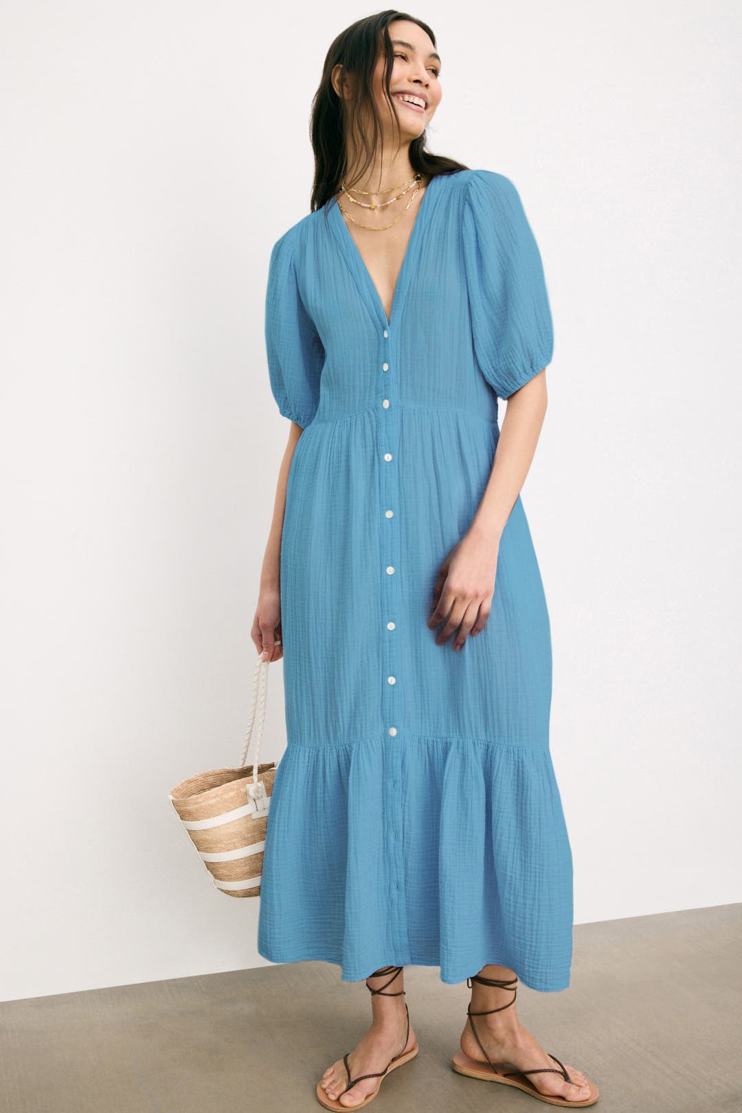 ワンピース SZ BLOCKPRINTS Gaia Dress Cashmere Blue Women's Gaia Block Print Dress, Cashmere Blue - SZ