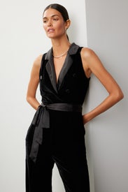 Tuxedo Velvet Jumpsuit by Endless Rose