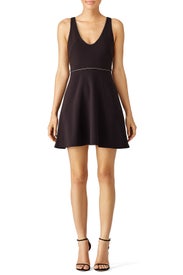 Black Deep V Dress by HALSTON