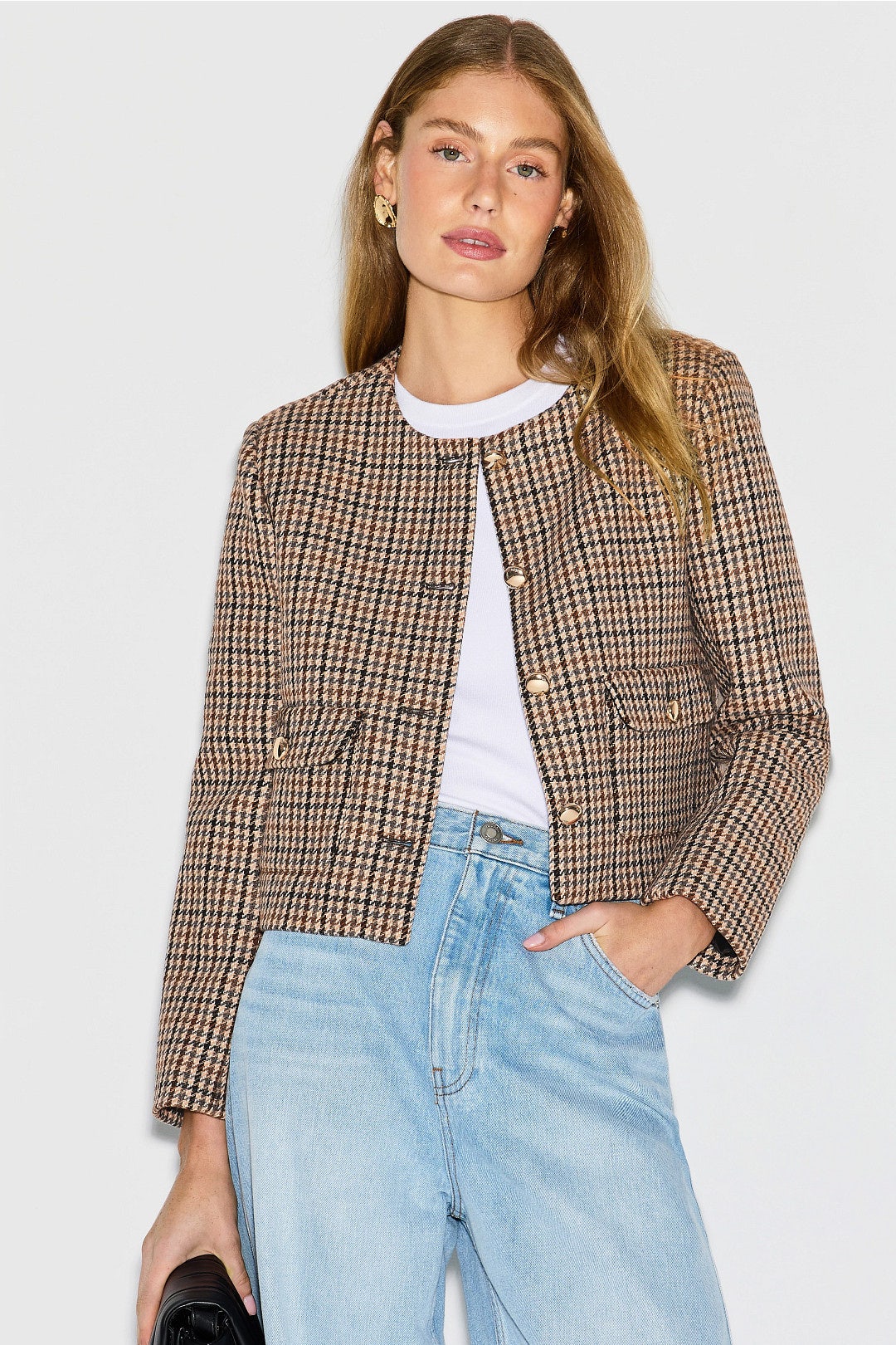 Brown Plaid Lady Jacket by Maje 0