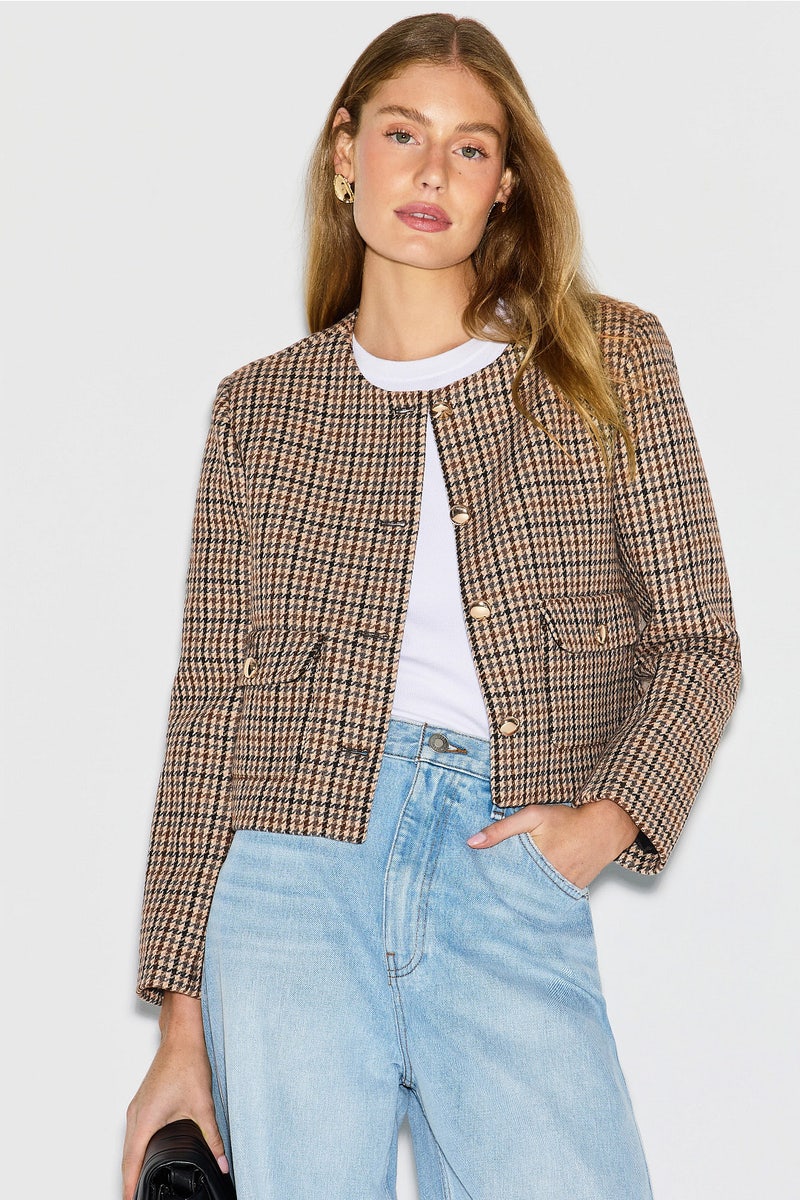 Brown Plaid Lady Jacket by Maje - Photo 0