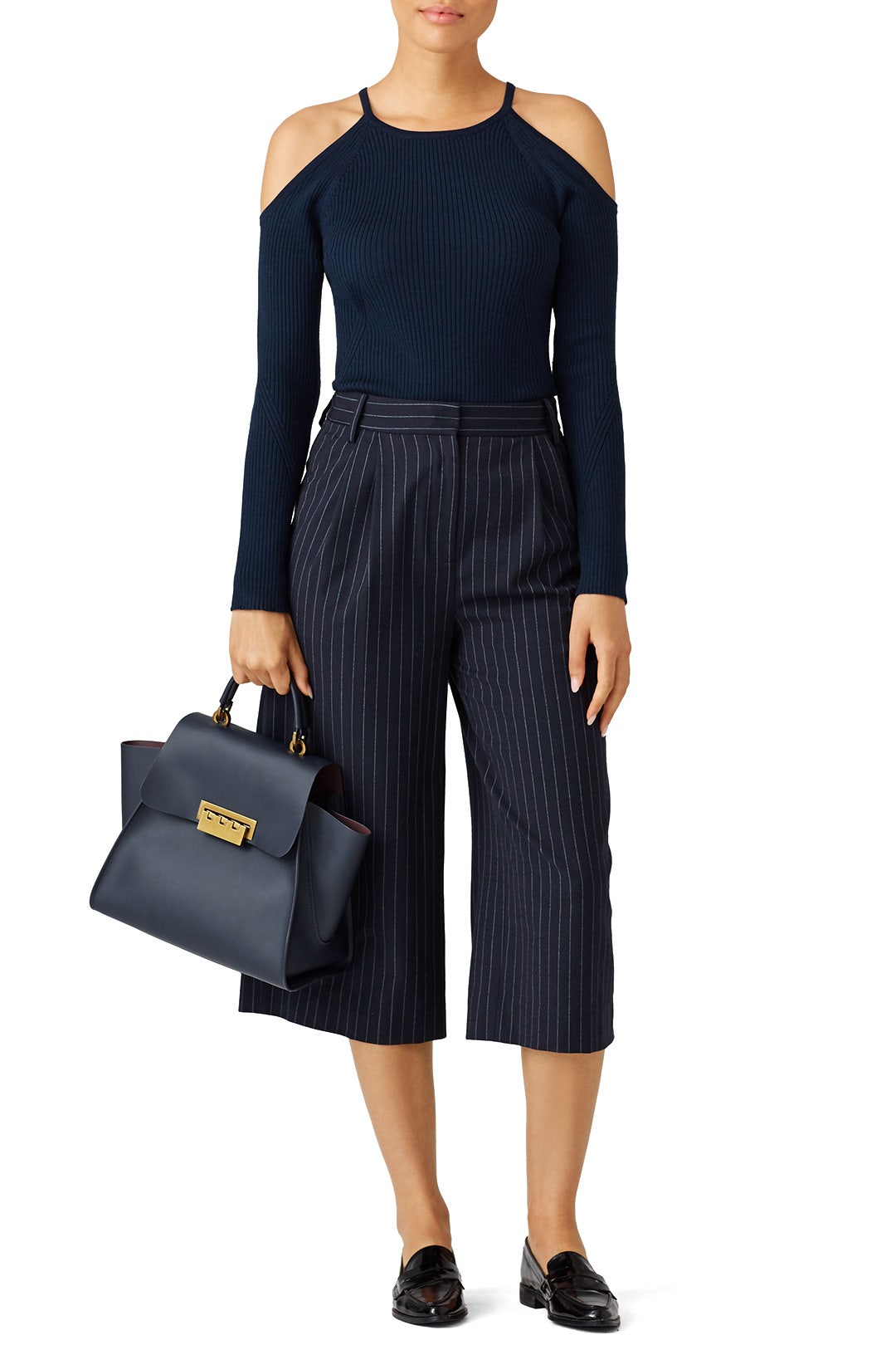 Blue Ribbed Sweater by Trina Turk 0