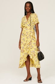 Yellow Floral Wrap Dress by The Kooples