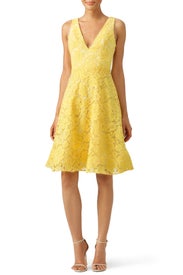 Yellow Lace Sleeveless Dress by ML Monique Lhuillier