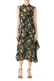 Green Floral Printed Midi Dress by Marissa Webb