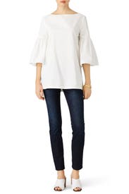 white bell sleeve tunic