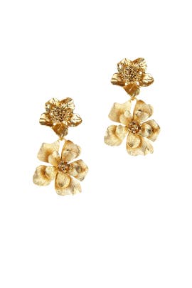 gold bold flower drop earrings by oscar de la renta for 40 rent