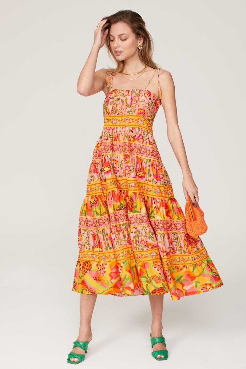 ワンピース Farm Rio Dress NWT Farm Rio One Shoulder Tropical Print Maxi Dress, Size L