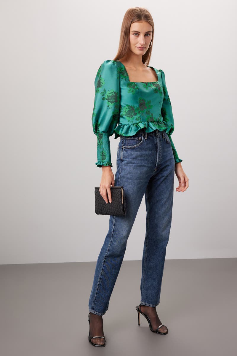 Peplum Jacquard Top by Peter Som x RTR | Rent the Runway