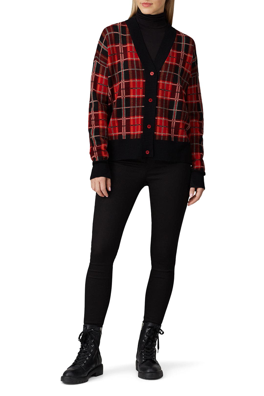 ❗️SALE❗️mideal plaid pattern cardigan レッド
