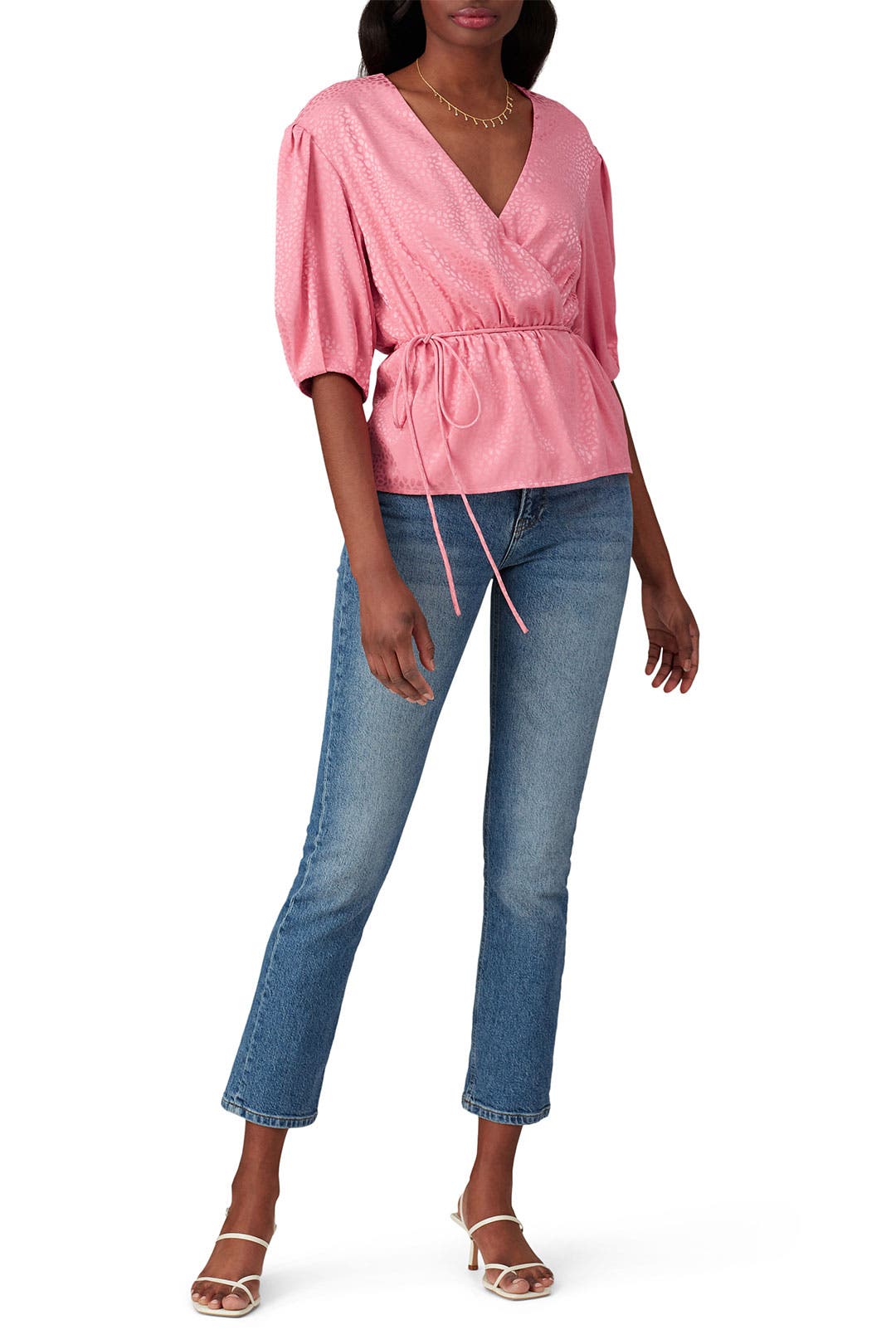 トップス Andmary Mary logo ribbon tops pink ANDMARY】Mary logo ribbon tops