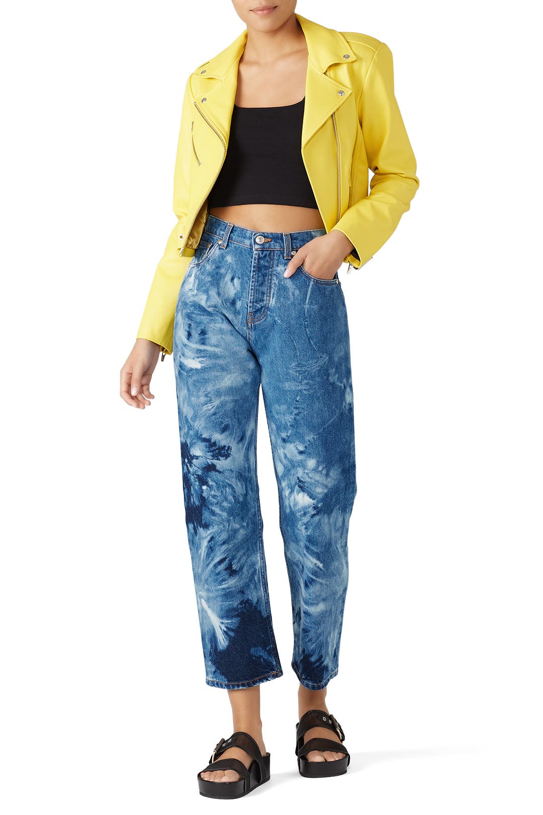 デニム・ジーパン MSGM TIE-DYE PRINTED CROPPED COTTON DENIM JEANS Tie-Dye Jeans by MSGM | Rent the Runway
