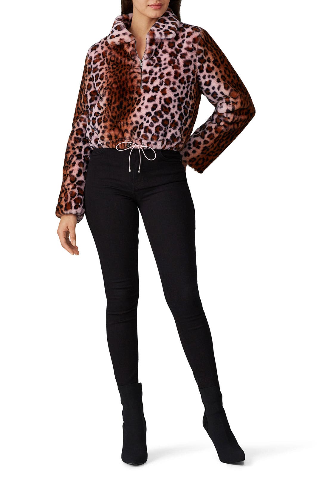 期間限定セール Faux the Rent | KYLIE + KENDALL by Jacket Leopard Pink Fur ジャケット・アウター