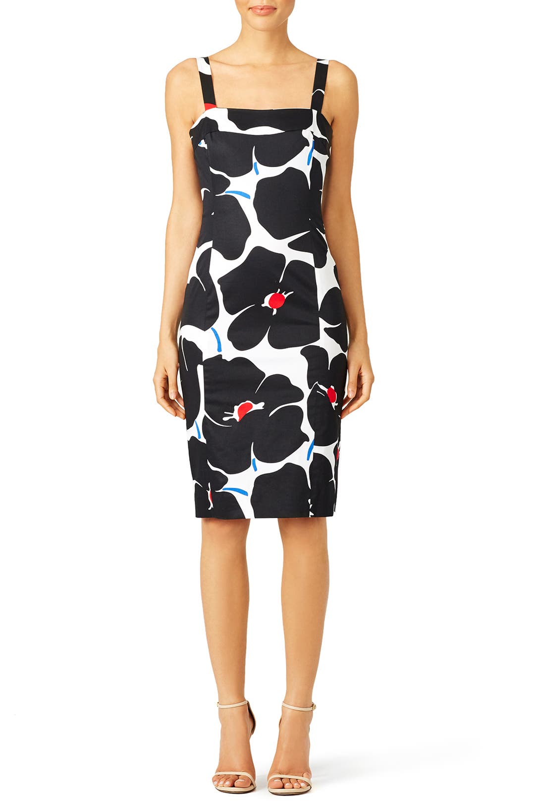 ワンピース Boutique Moschino Dress With Floral Pattern Mod Black and White Flower Sheath by BOUTIQUE MOSCHINO