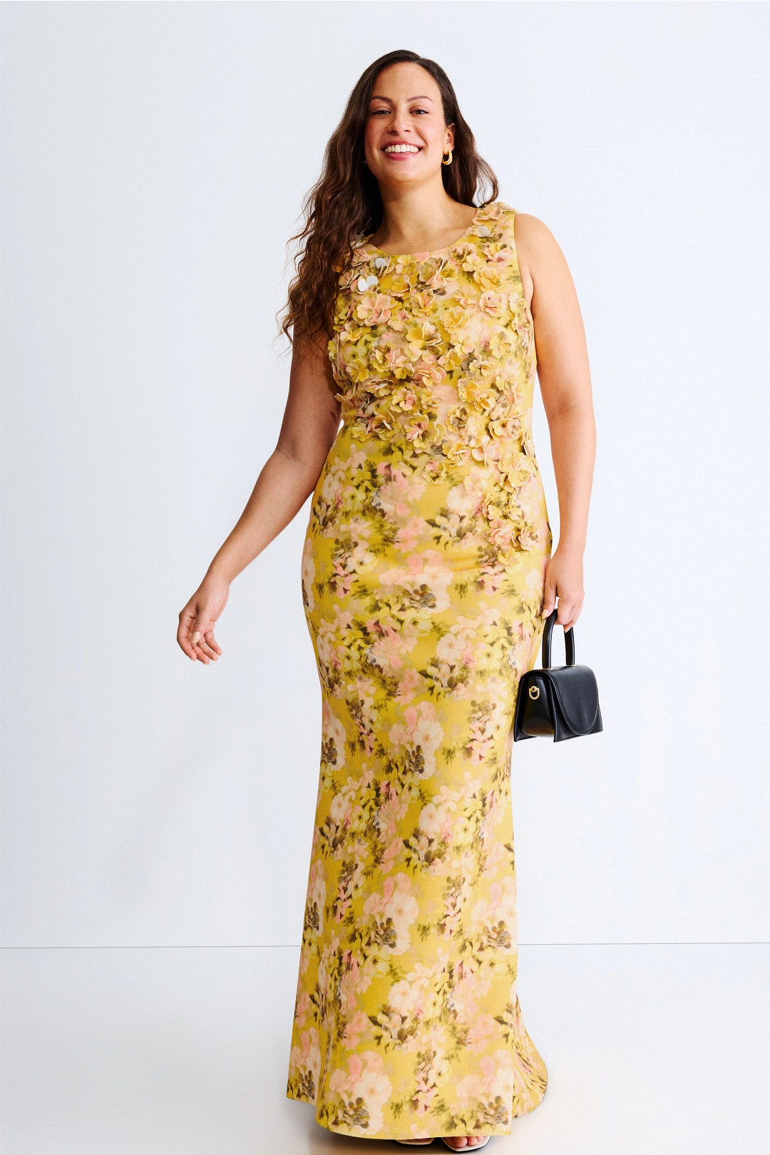 Floral Print Scuba Trumpet Gown by Badgley Mischka 4