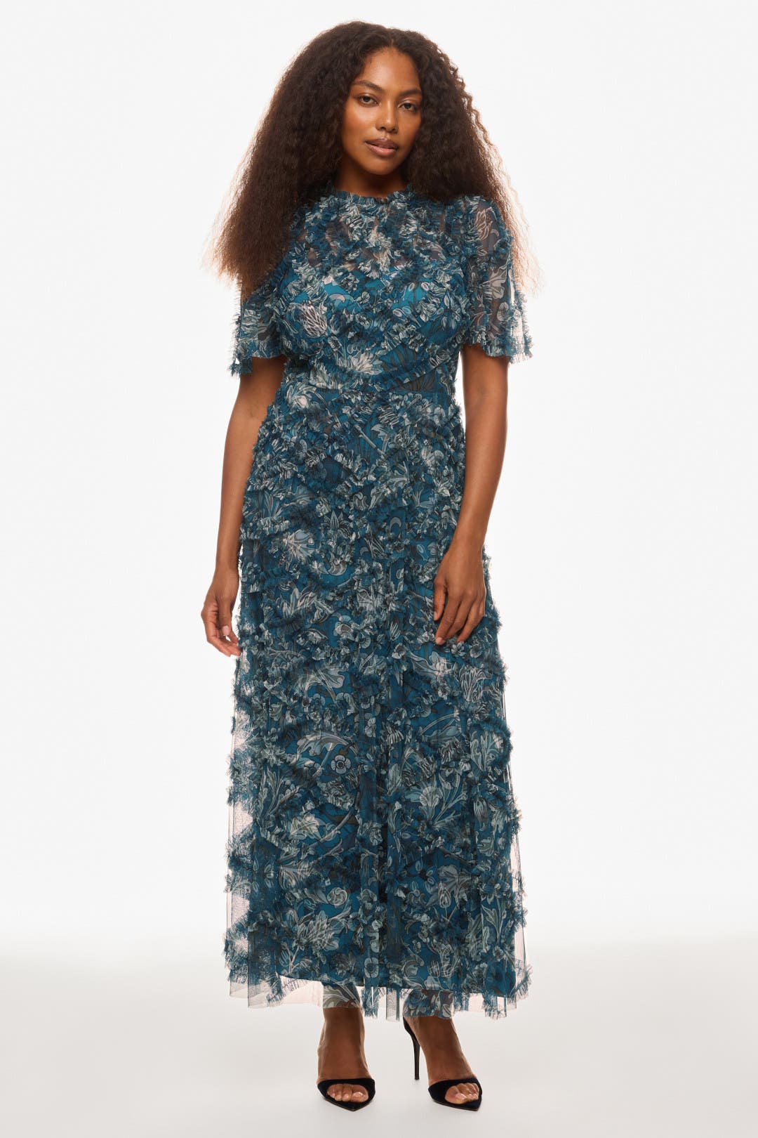 Flutter Sleeve Ruffle Dress by Ieena for Mac Duggal | Rent